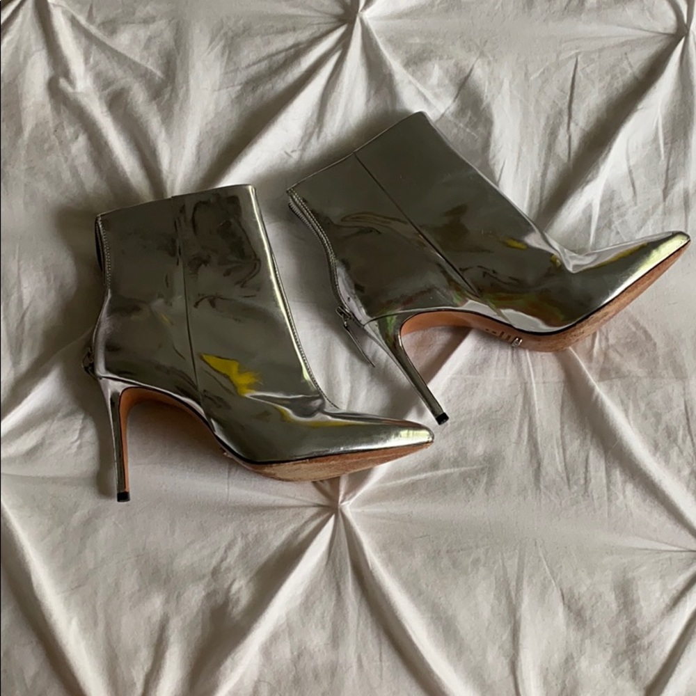 Metallic silver Schutz ankle boots 8b